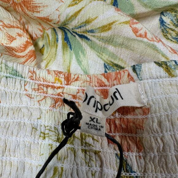 Rip Curl NWT Sol Seeker Maxi Dress Floral White XL Smocked Hawaiian Tropical - Picture 5 of 12